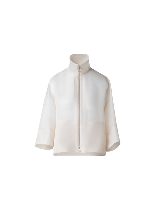 Designer Organza Jacke aus Panama Seide - Ecru - Weiss