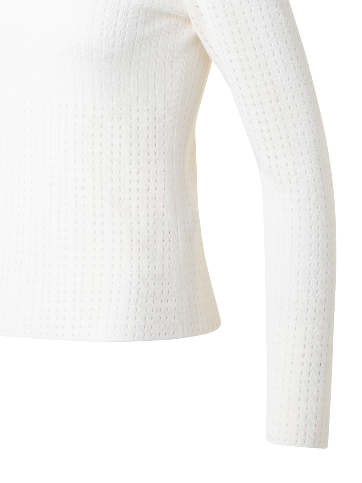 Designer Ajouré-Strickpullover aus Seide und Baumwolle - Ecru - Weiss