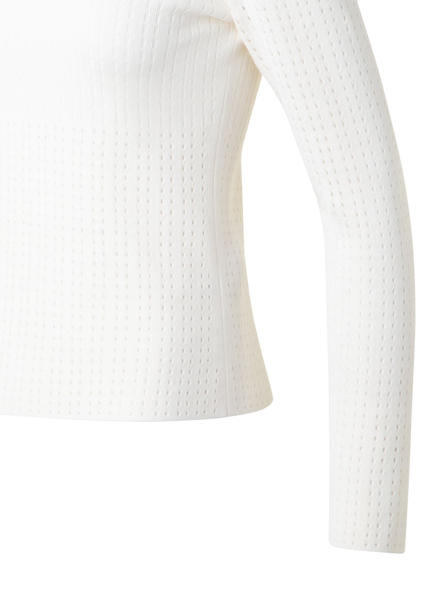 Designer Ajouré-Strickpullover aus Seide und Baumwolle - Ecru - Weiss