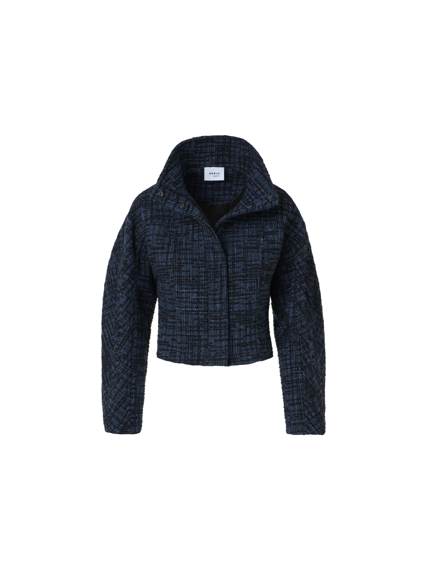 Designer Taillierte Jacke aus rohem Denim-Tweed - Dunkelblau