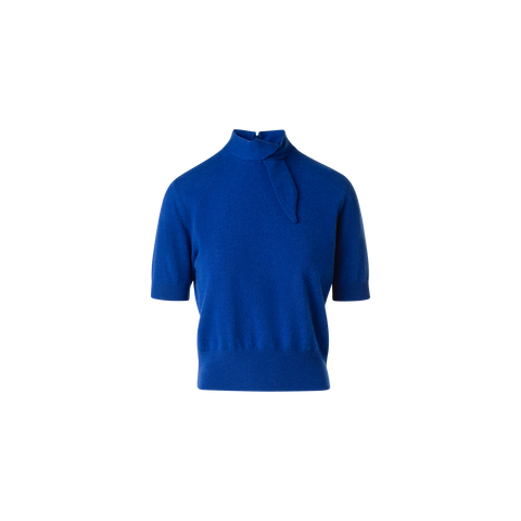 Kurzarm  Kaschmir Pullover Kragen Knoten Detail