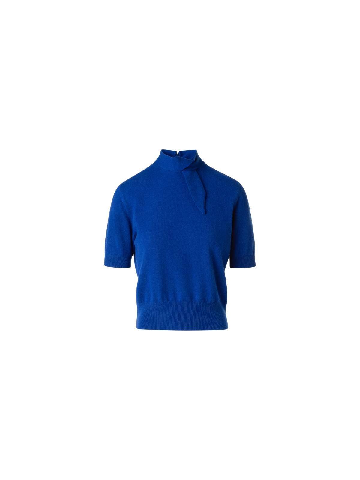 Designer Kurzarm  Kaschmir Pullover Kragen Knoten Detail - Blau