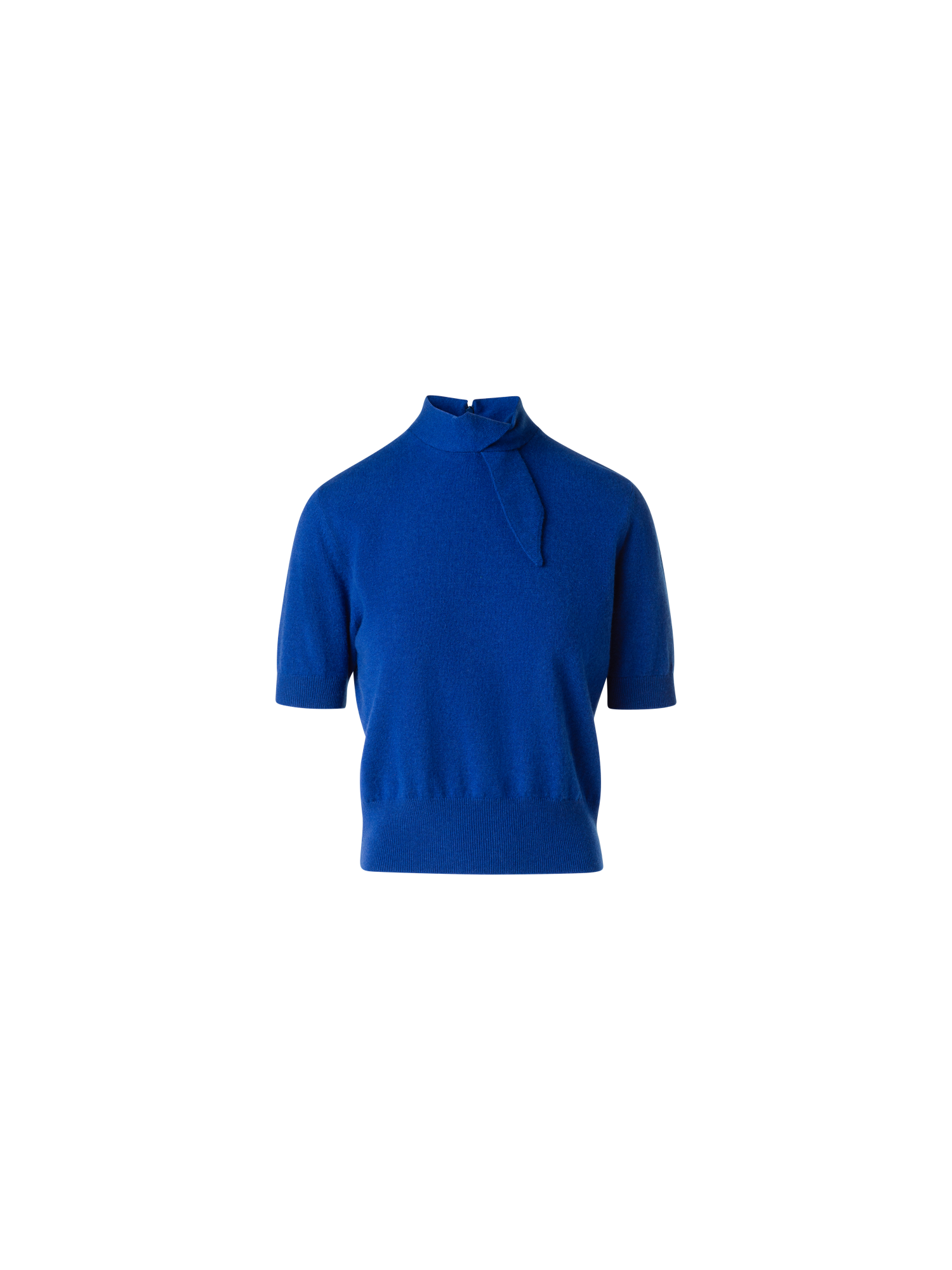 Designer Kurzarm  Kaschmir Pullover Kragen Knoten Detail - Blau