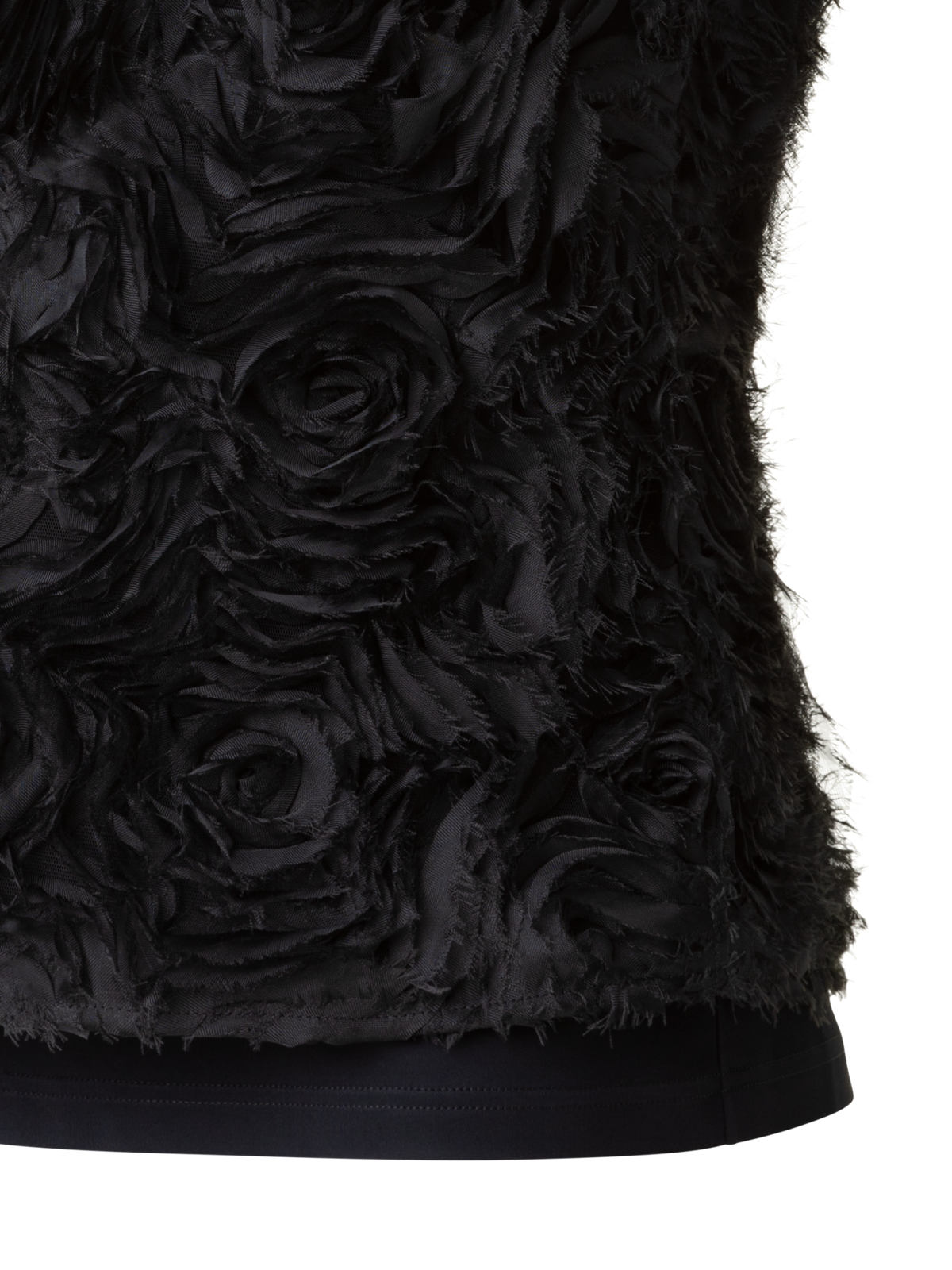 Designer Ärmellose Bluse mit 3D Carnation Stickerei - Schwarz