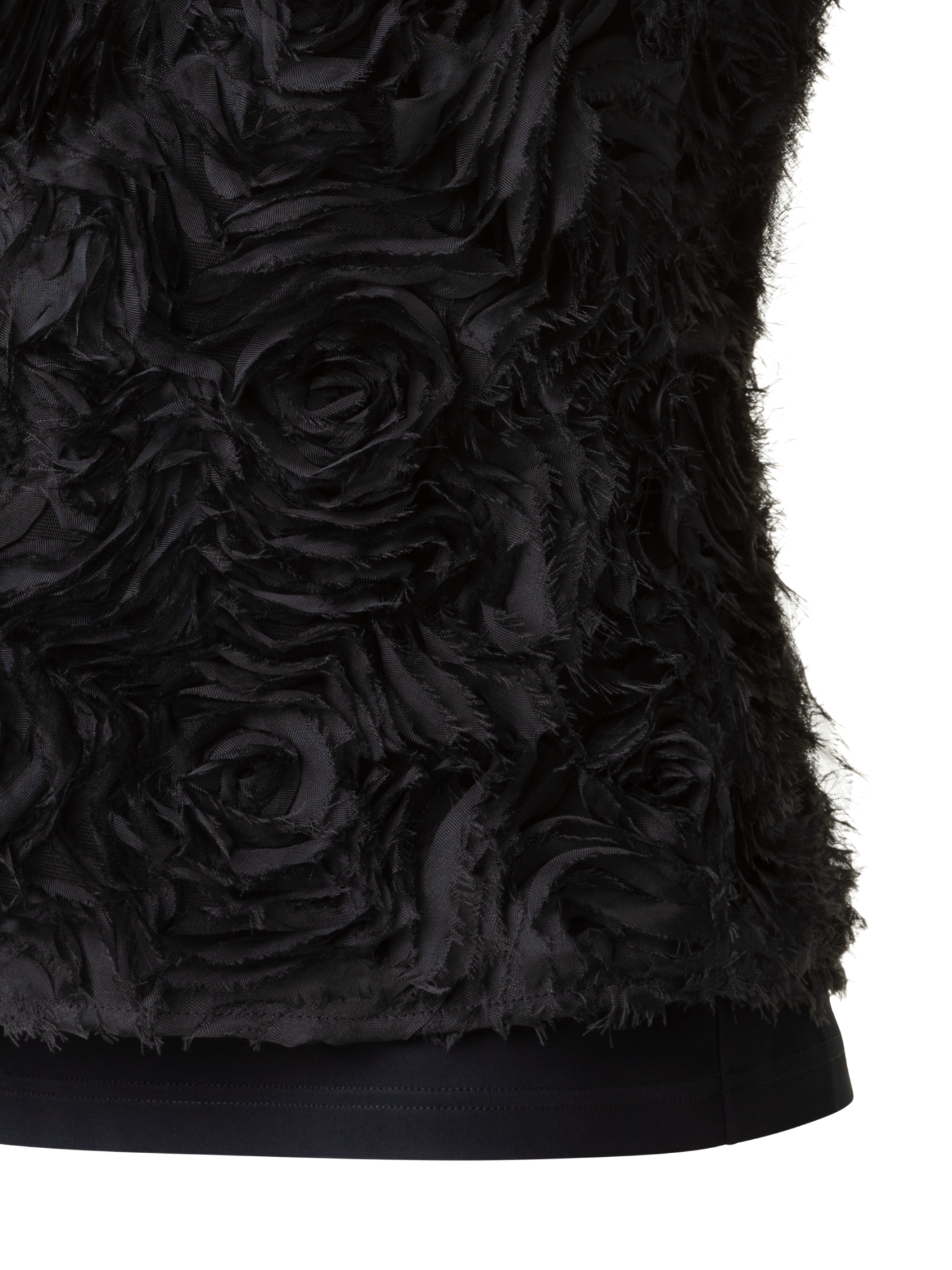 Designer Ärmellose Bluse mit 3D Carnation Stickerei - Schwarz