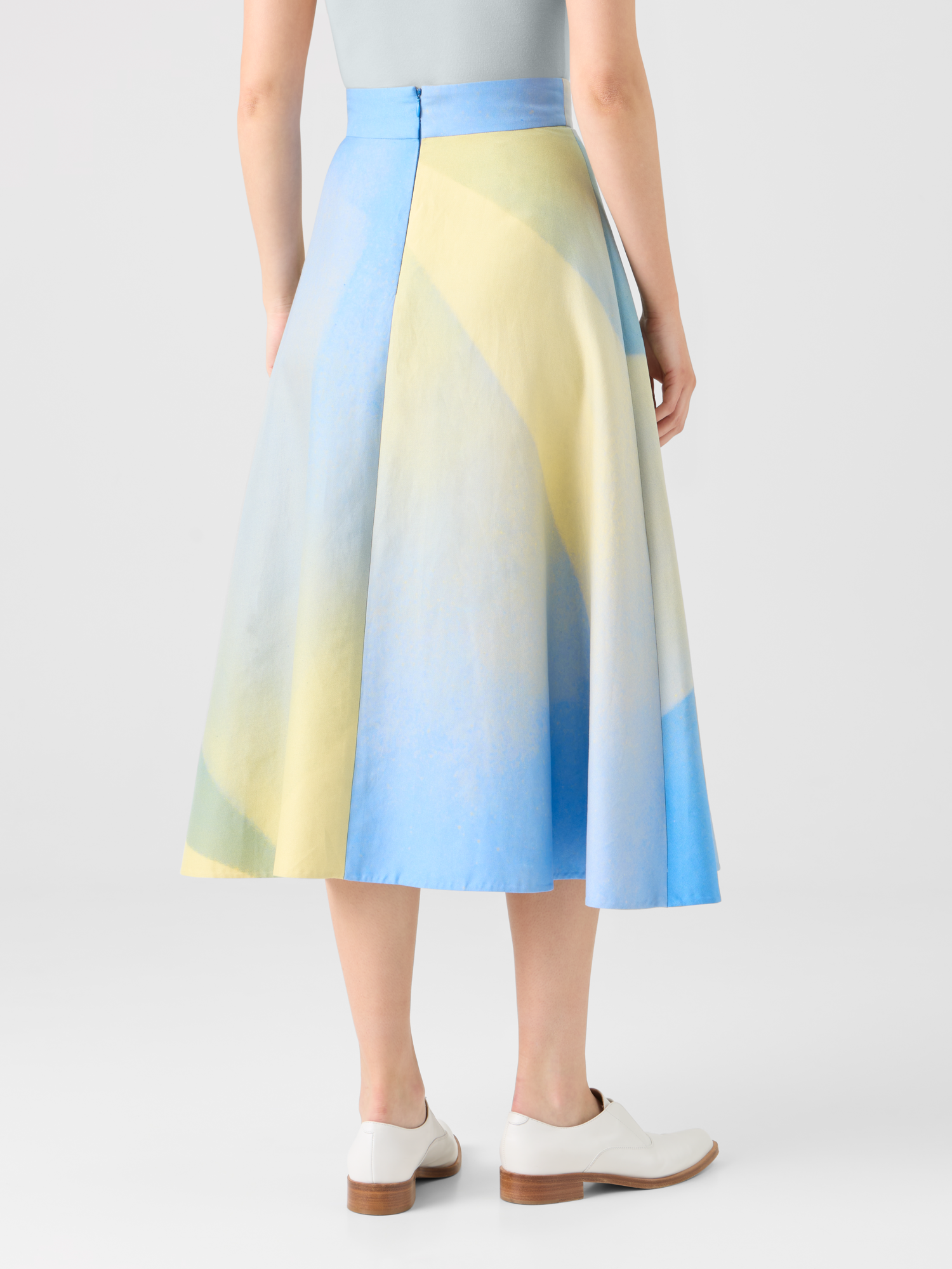 Designer Midirock in Baumwolle Doppelgewebe  mit Sunbeam-Print - Bunt 