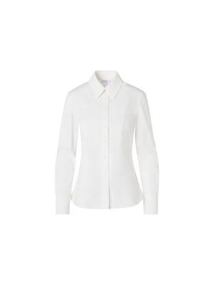 Designer Bluse aus Stretch-Baumwollpopeline - Ecru