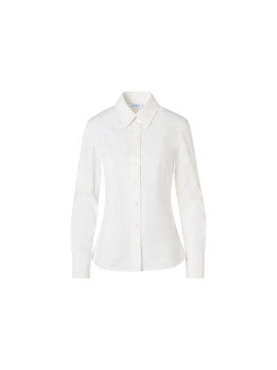 Designer Bluse aus Stretch-Baumwollpopeline - Ecru
