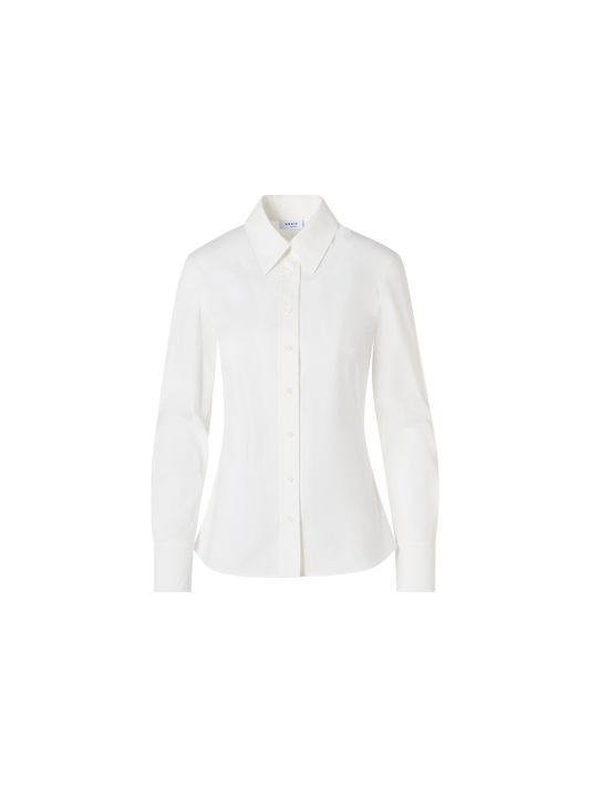 Designer Bluse aus Stretch-Baumwollpopeline - Ecru