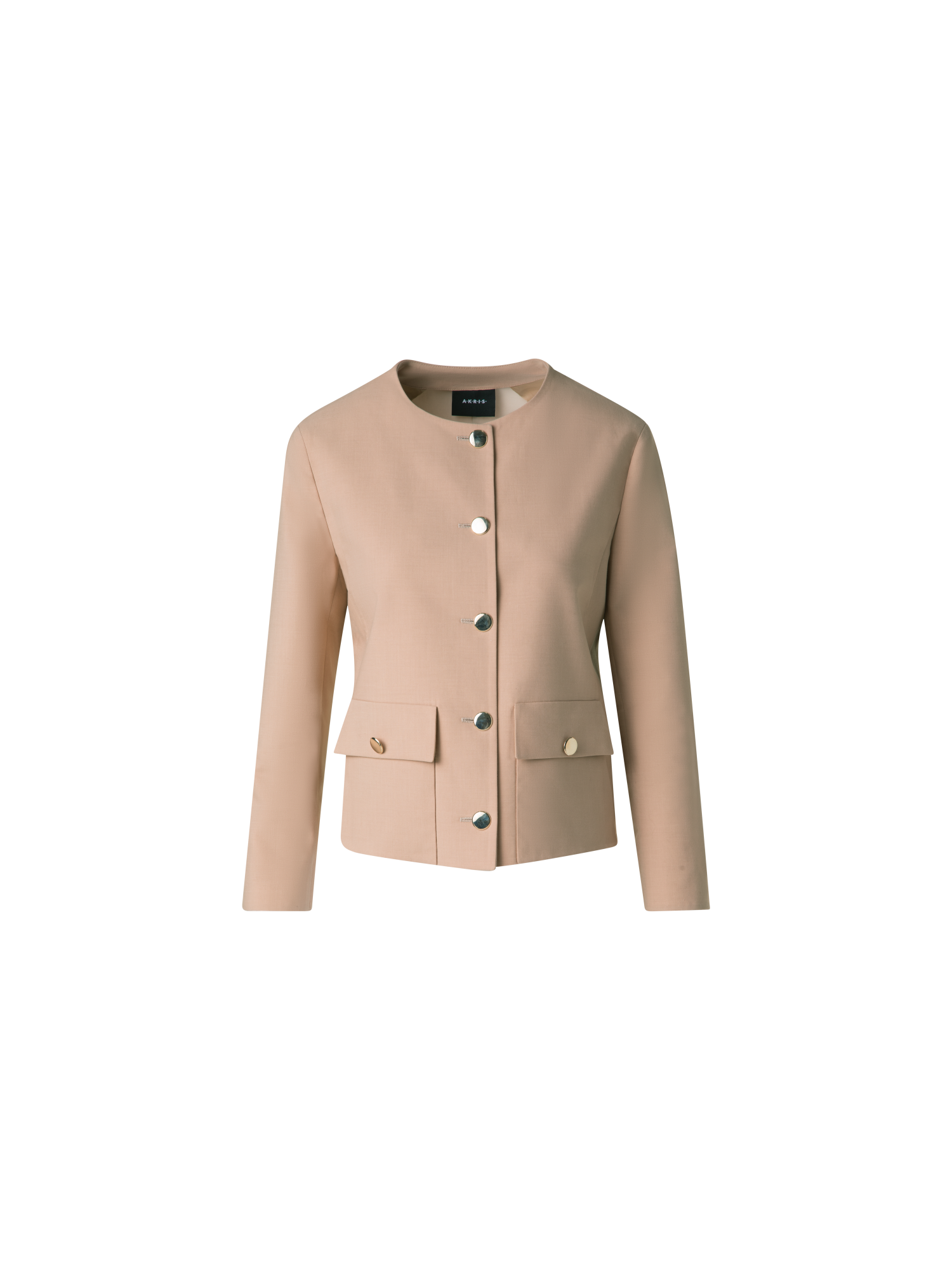 Designer Baumwoll-Doubleface-Jacke mit Goldknöpfen - Beige
