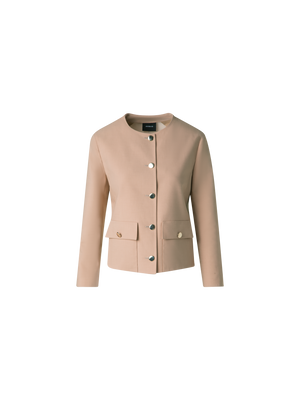 Designer Baumwoll-Doubleface-Jacke mit Goldknöpfen - Beige