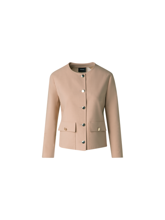 Designer Baumwoll-Doubleface-Jacke mit Goldknöpfen - Beige