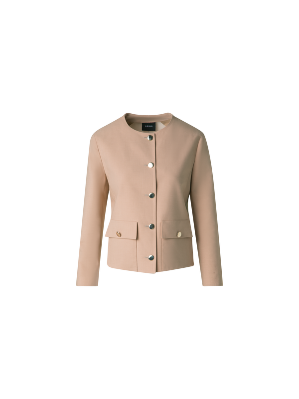 Designer Baumwoll-Doubleface-Jacke mit Goldknöpfen - Beige