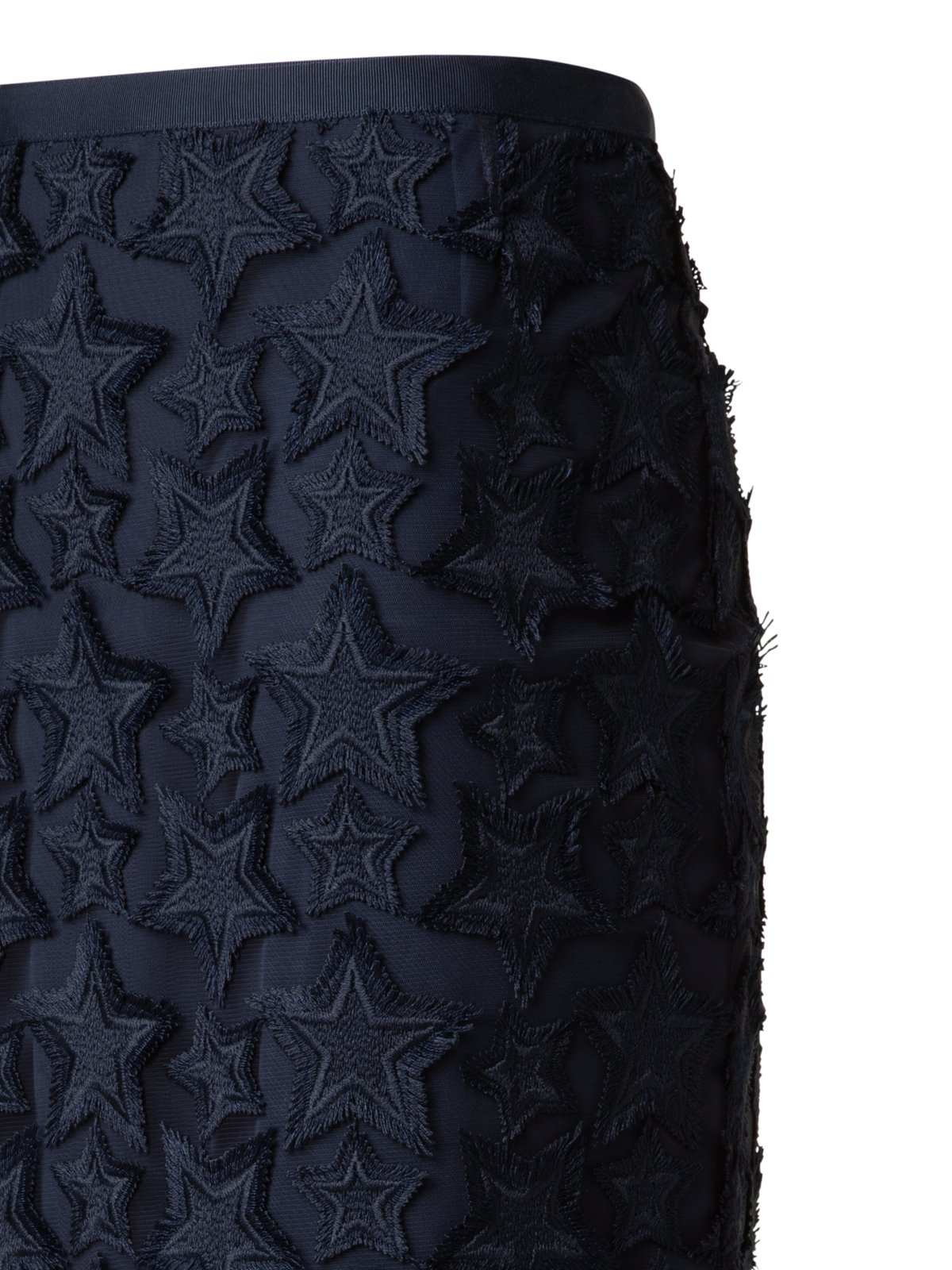 Designer Midirock mit 3D-Stern-Stickerei - Dunkelblau - Blau