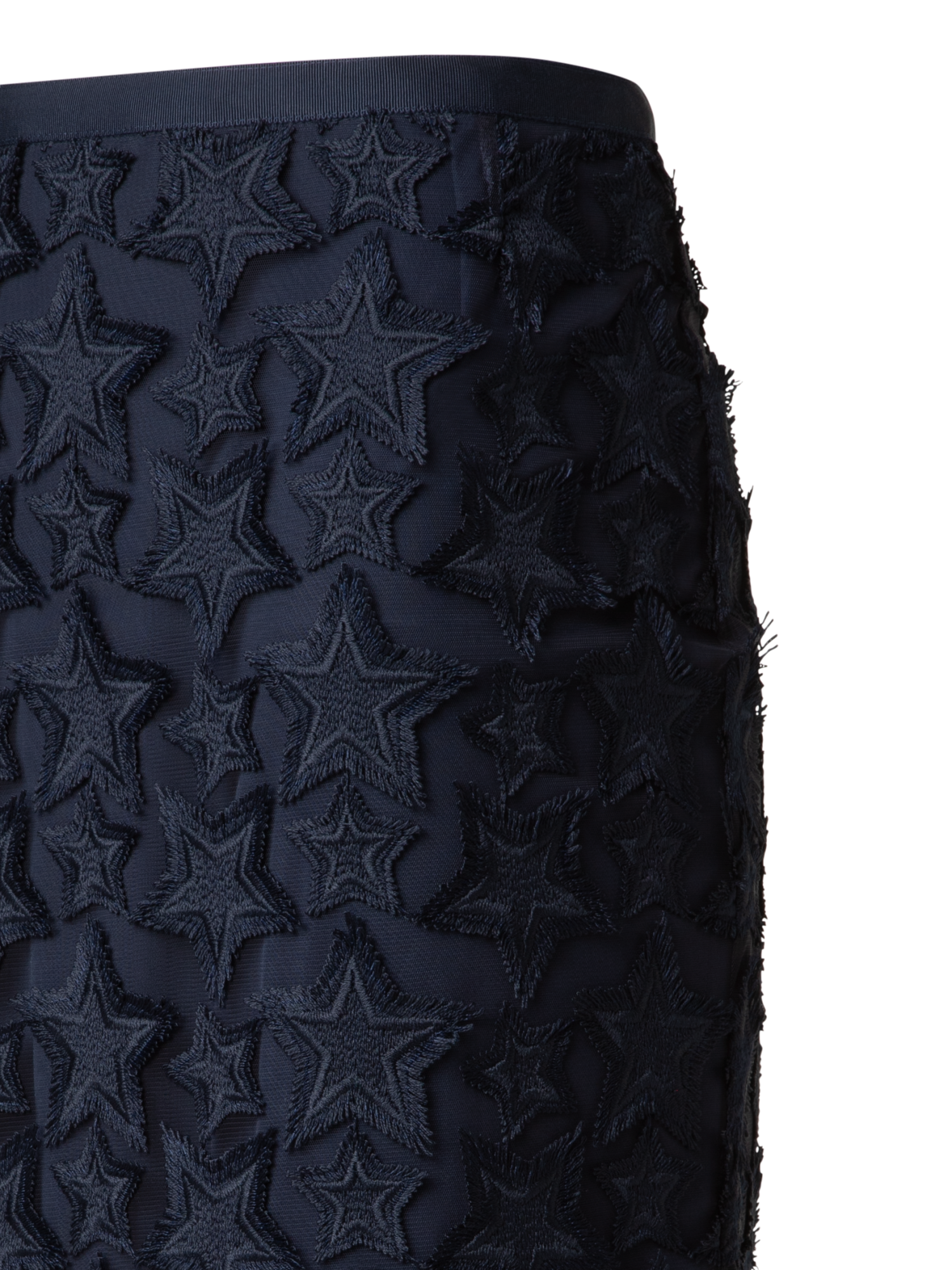 Designer Midirock mit 3D-Stern-Stickerei - Dunkelblau - Blau