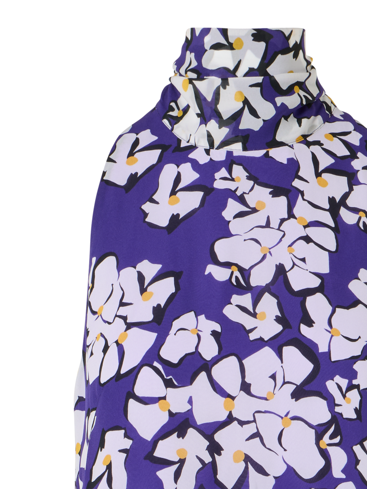 Designer Ärmelloses Midi-Kleid mit Papercut Flower Print - Violett
