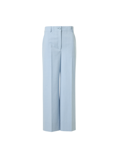 Designer Chiara Cropped Wide Leg Hose aus Seersucker - Blau