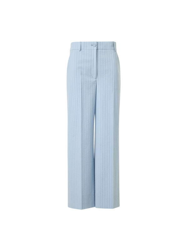 Designer Chiara Cropped Wide Leg Hose aus Seersucker - Blau