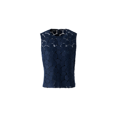 Ärmelloses Top mit Lapis Lazuli-Stickerei