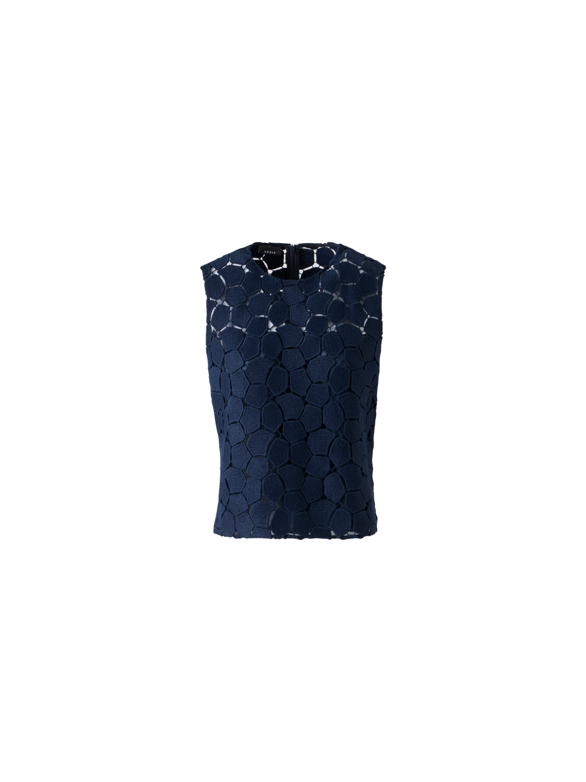 Designer Ärmelloses Top mit Lapis Lazuli-Stickerei - Dunkelblau - Blau