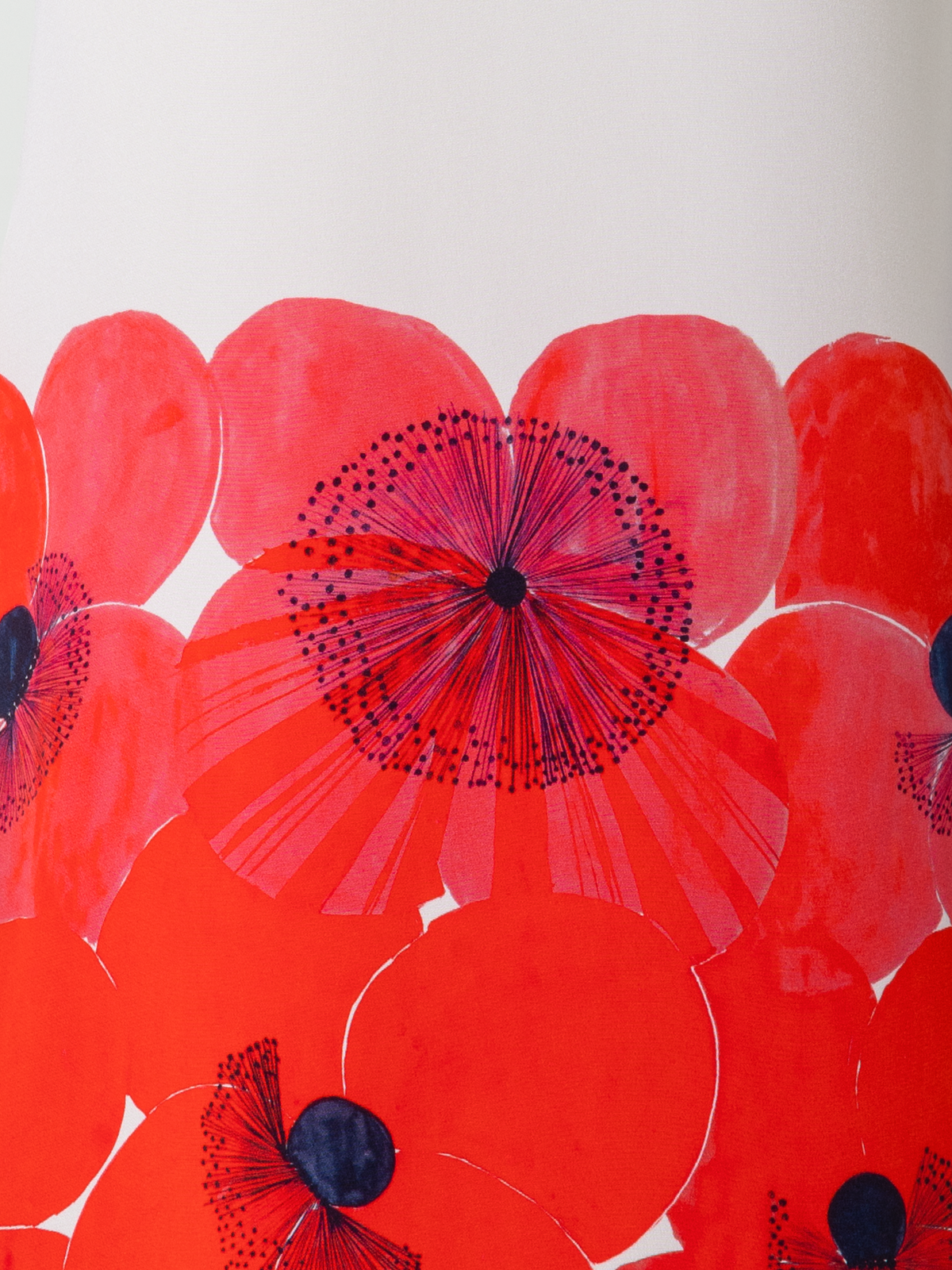 Designer Seiden Tunikakleid mit Poppy Druck - Bunt - Rot