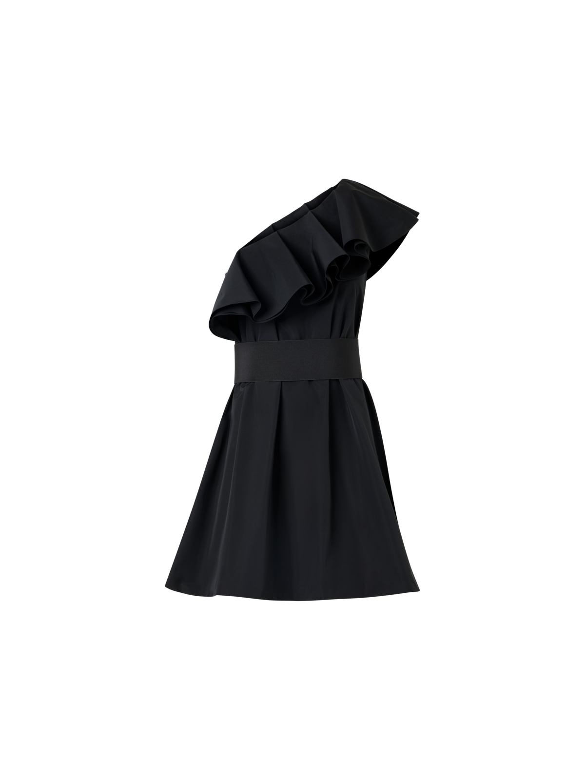Designer One-Shoulder-Kleid aus Baumwoll-Taft-Mischgewebe - Schwarz