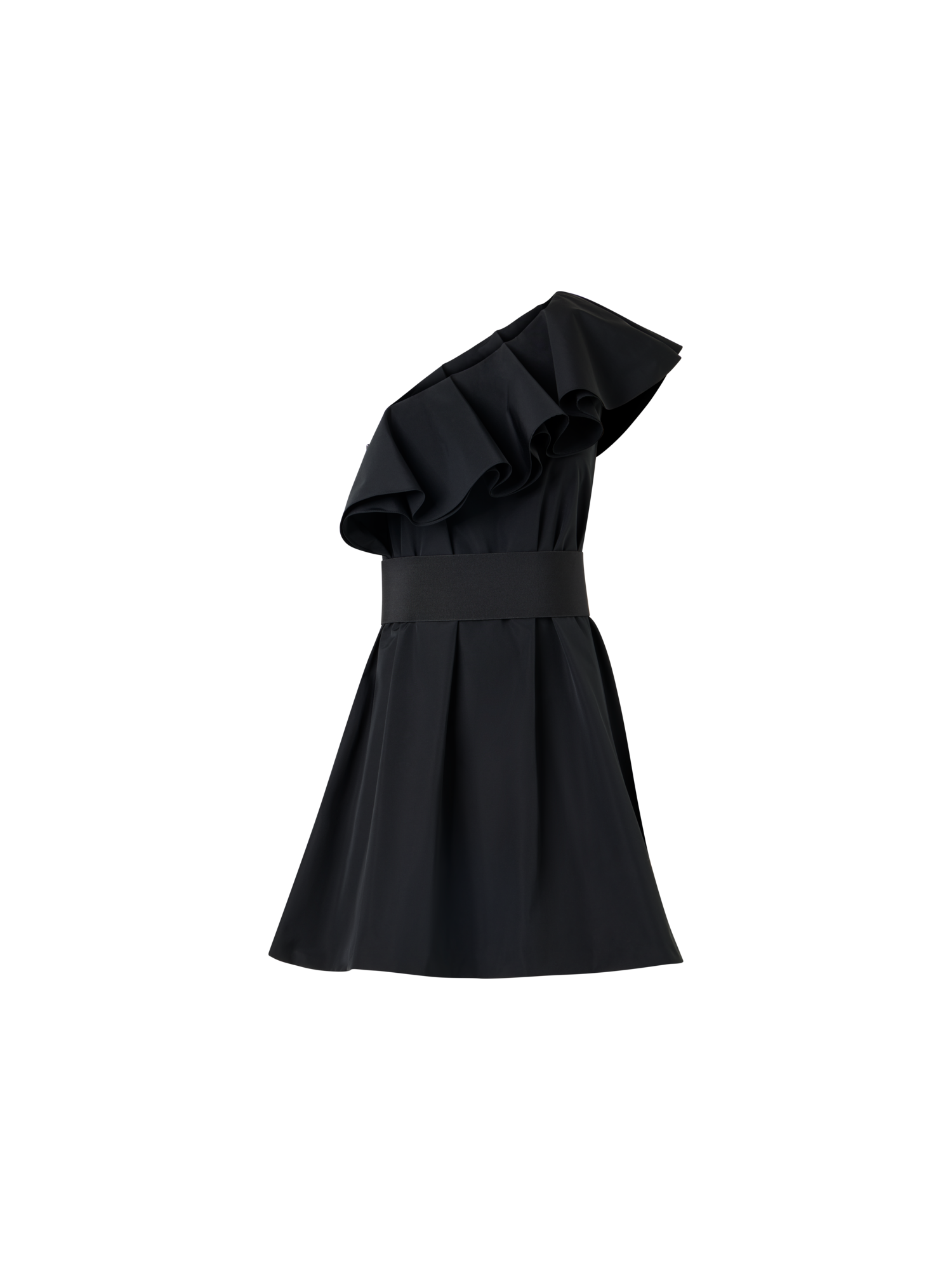 Designer One-Shoulder-Kleid aus Baumwoll-Taft-Mischgewebe - Schwarz