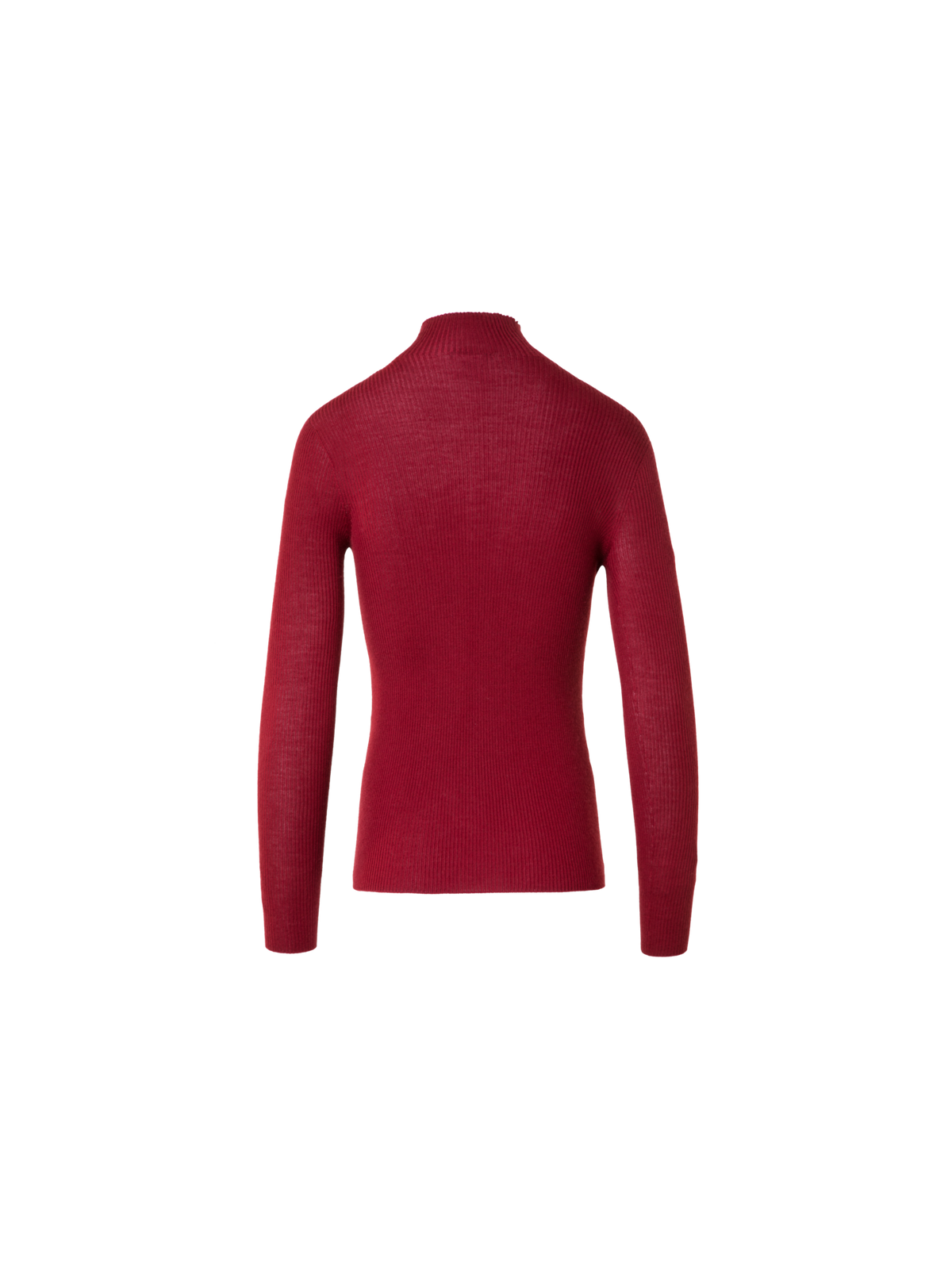 Designer Feinripp-Pullover aus Kaschmirseide mit Stehkragen - Rot
