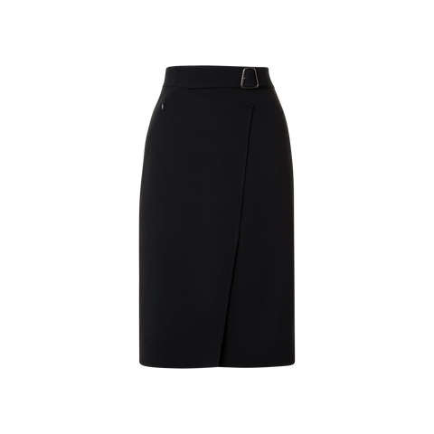Wool Double-Face Wrap Effect Pencil Skirt
