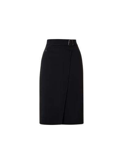 Designer Wrap Effect Rock aus Woll-Doubleface - Schwarz