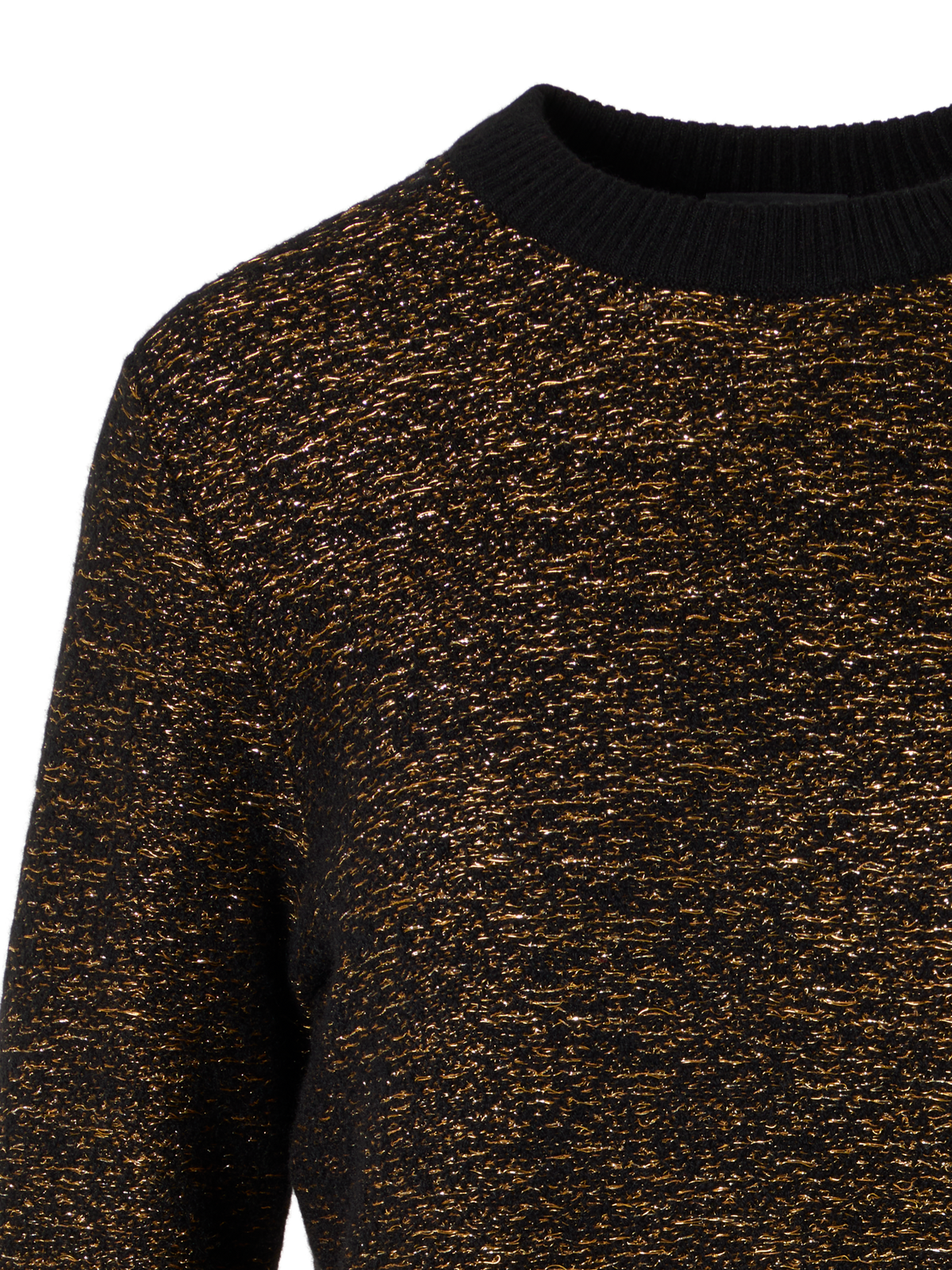 Designer Pullover aus Kaschmir-Lamé mit Ripp-Abschlüssen - Schwarz
