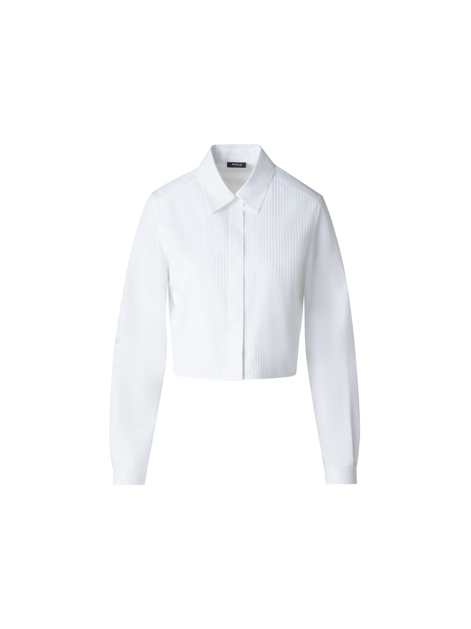 Designer Cropped-Baumwoll-Bluse - Weiss