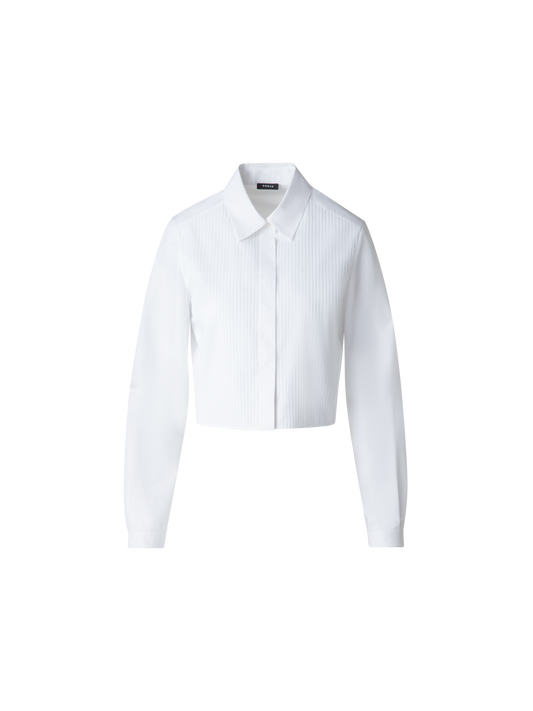 Designer Cropped-Baumwoll-Bluse - Weiss