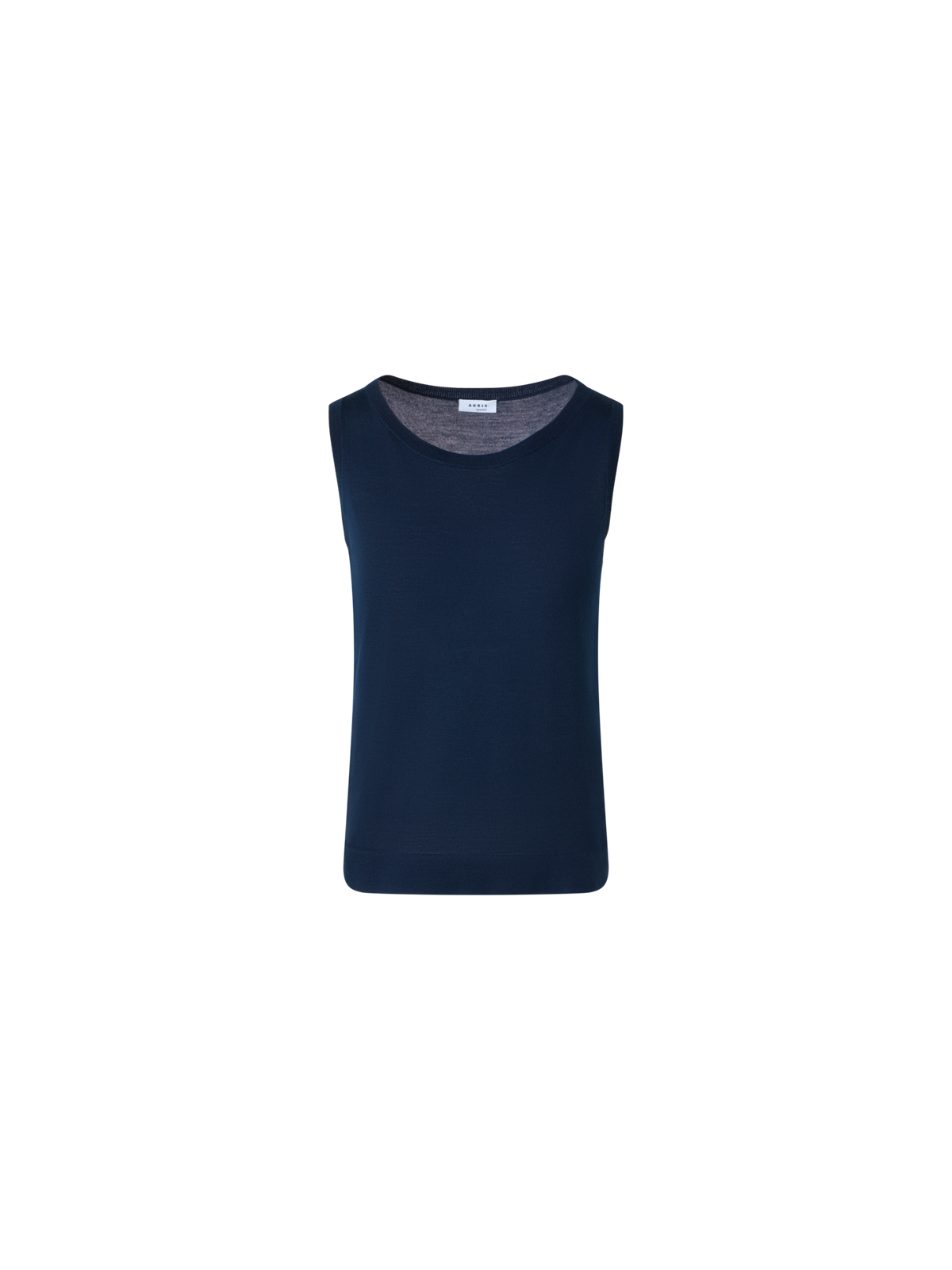 Designer Leichtes Merinowolle-Strick-Top mit U-Boot-Ausschnitt - Dunkelblau - Blau