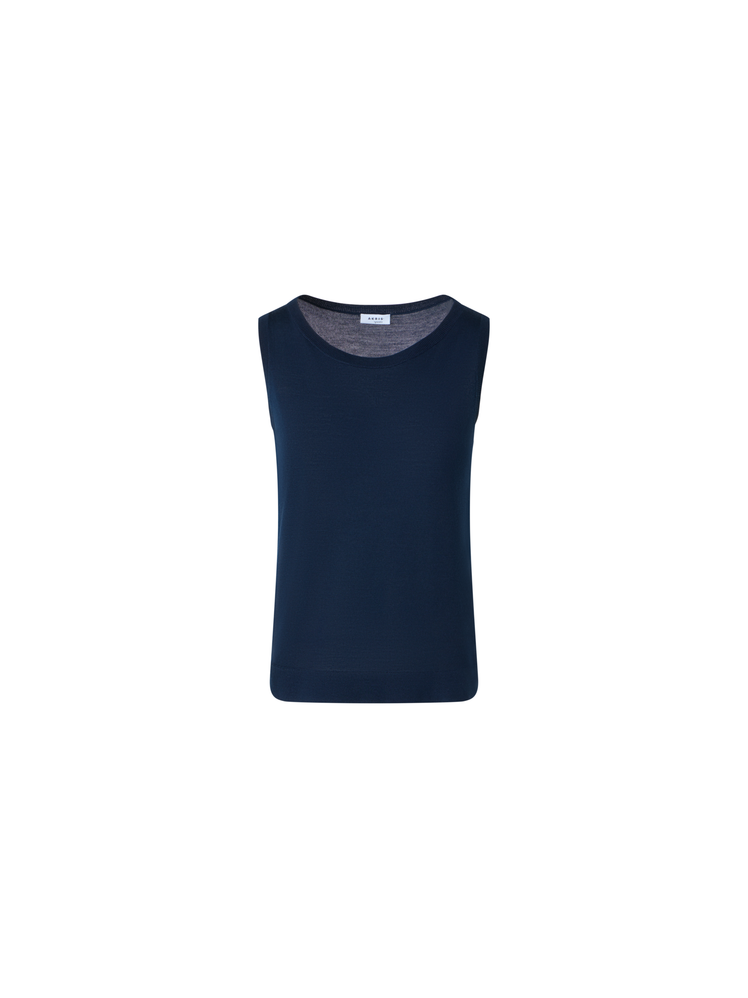 Designer Leichtes Merinowolle-Strick-Top mit U-Boot-Ausschnitt - Dunkelblau - Blau