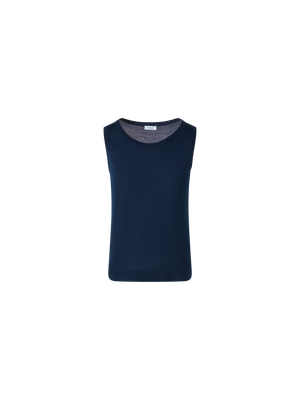 Designer Leichtes Merinowolle-Strick-Top mit U-Boot-Ausschnitt - Dunkelblau - Blau
