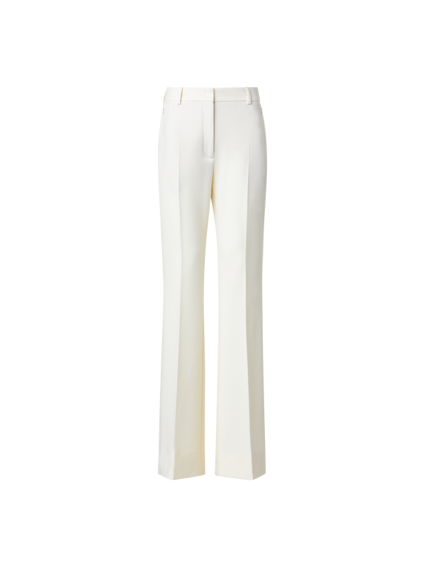 Designer Schlaghose aus Woll-Stretch-Doubleface - Ecru - Weiss