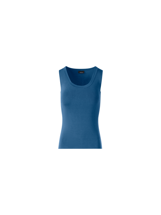 Designer Strick-Tank-Top aus Seiden-Stretch - Blau