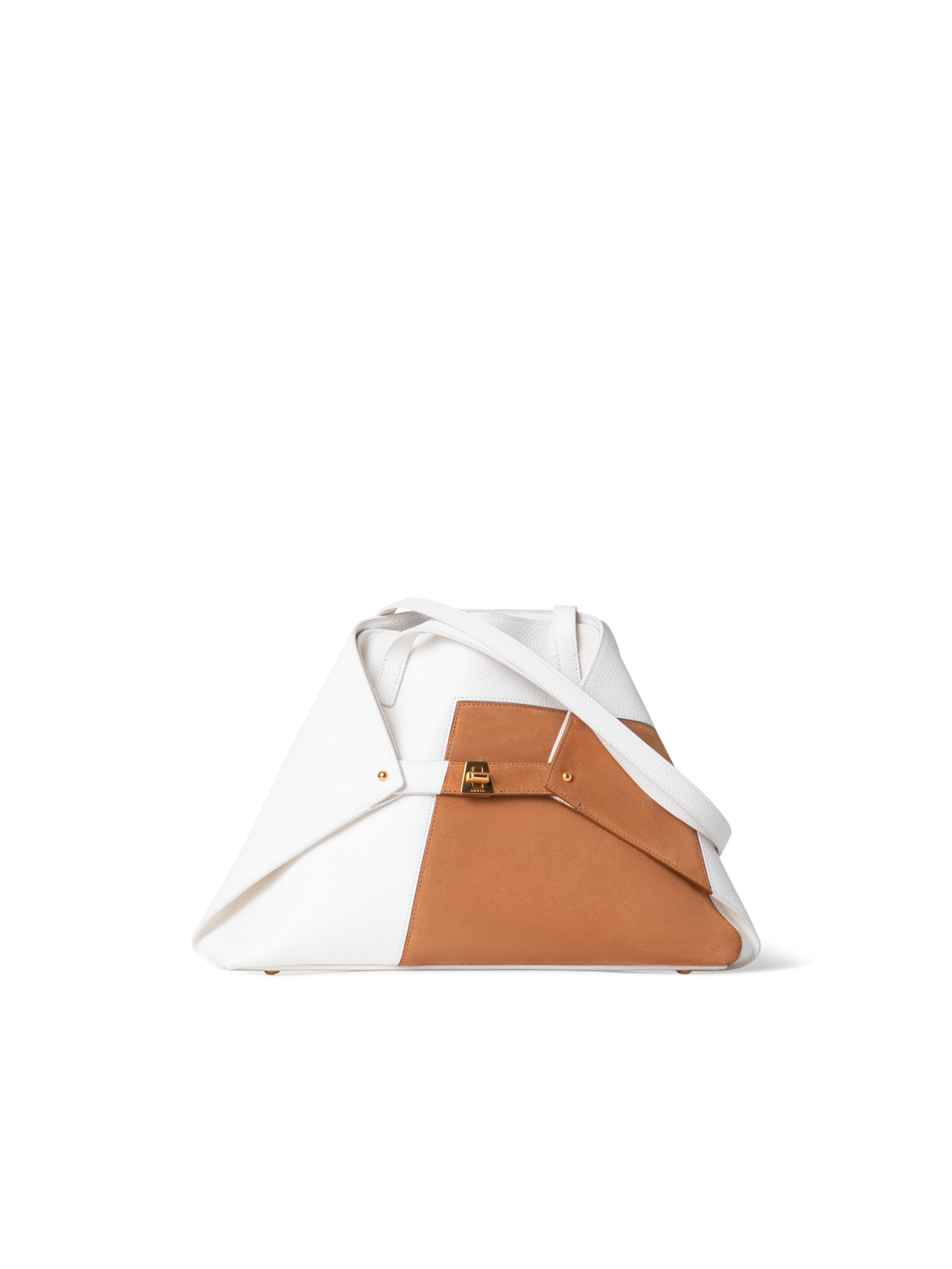 Designer Ai Small Shoulder Tote - Braun - Bunt - Weiss