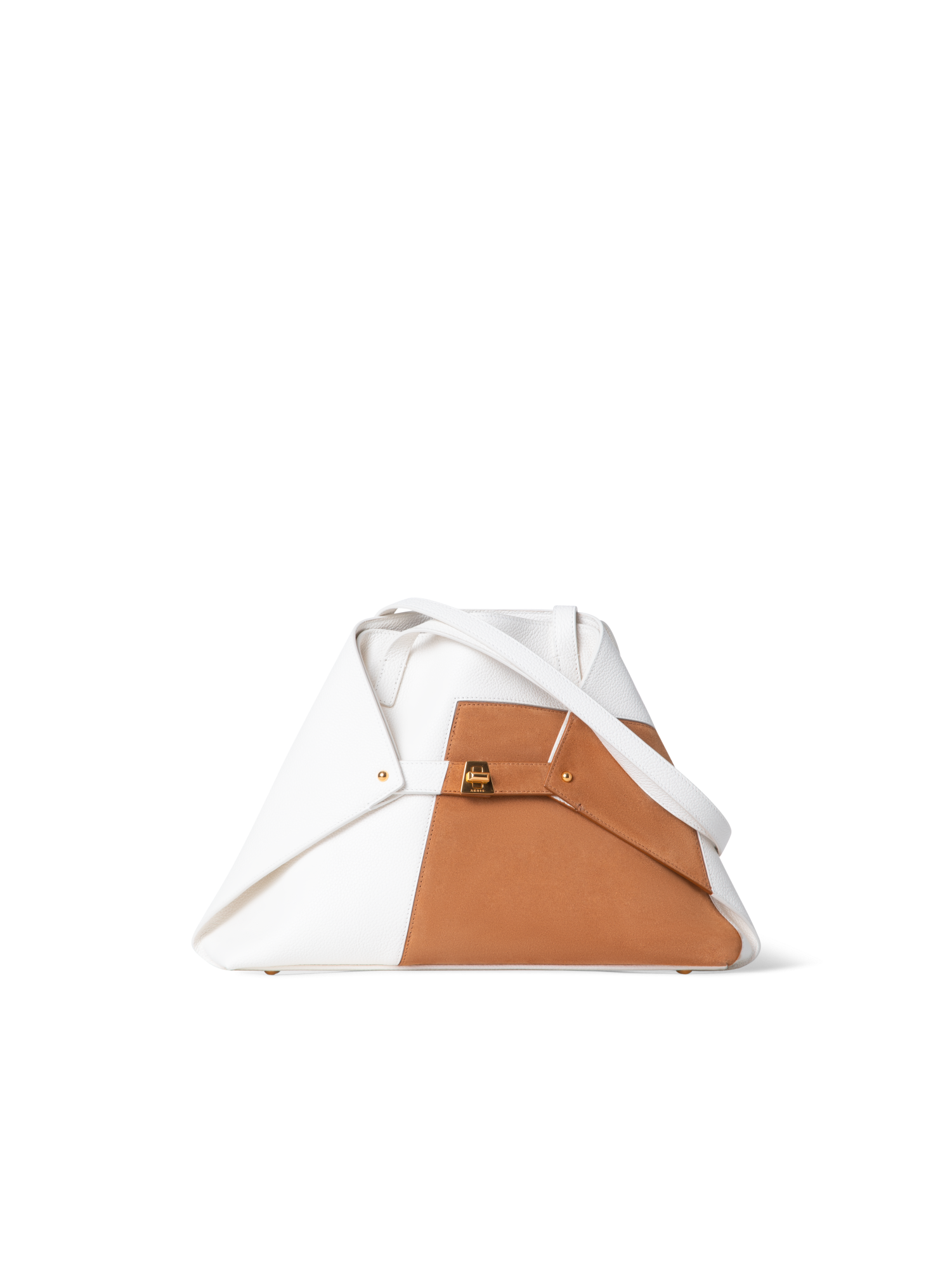 Designer Ai Small Shoulder Tote - Braun - Bunt - Weiss