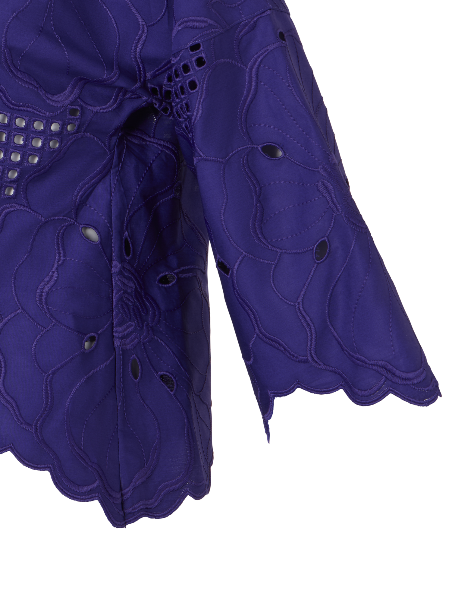 Designer 3/4-Arm-Bluse mit Blumen-Lochstickerei - Violett
