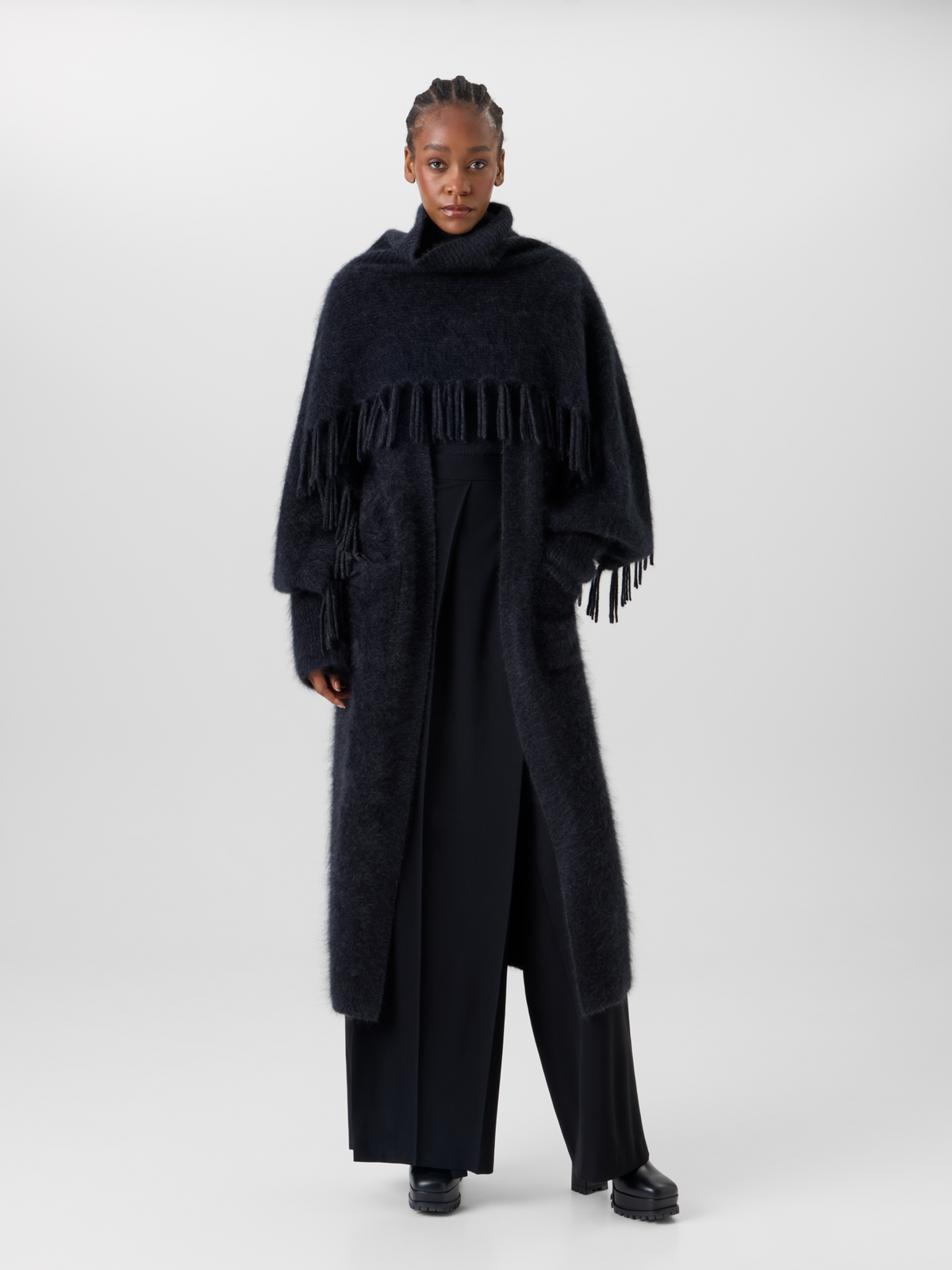 Designer Cape-Schal aus Cloud Cashmere mit Rollkragen - Grau 