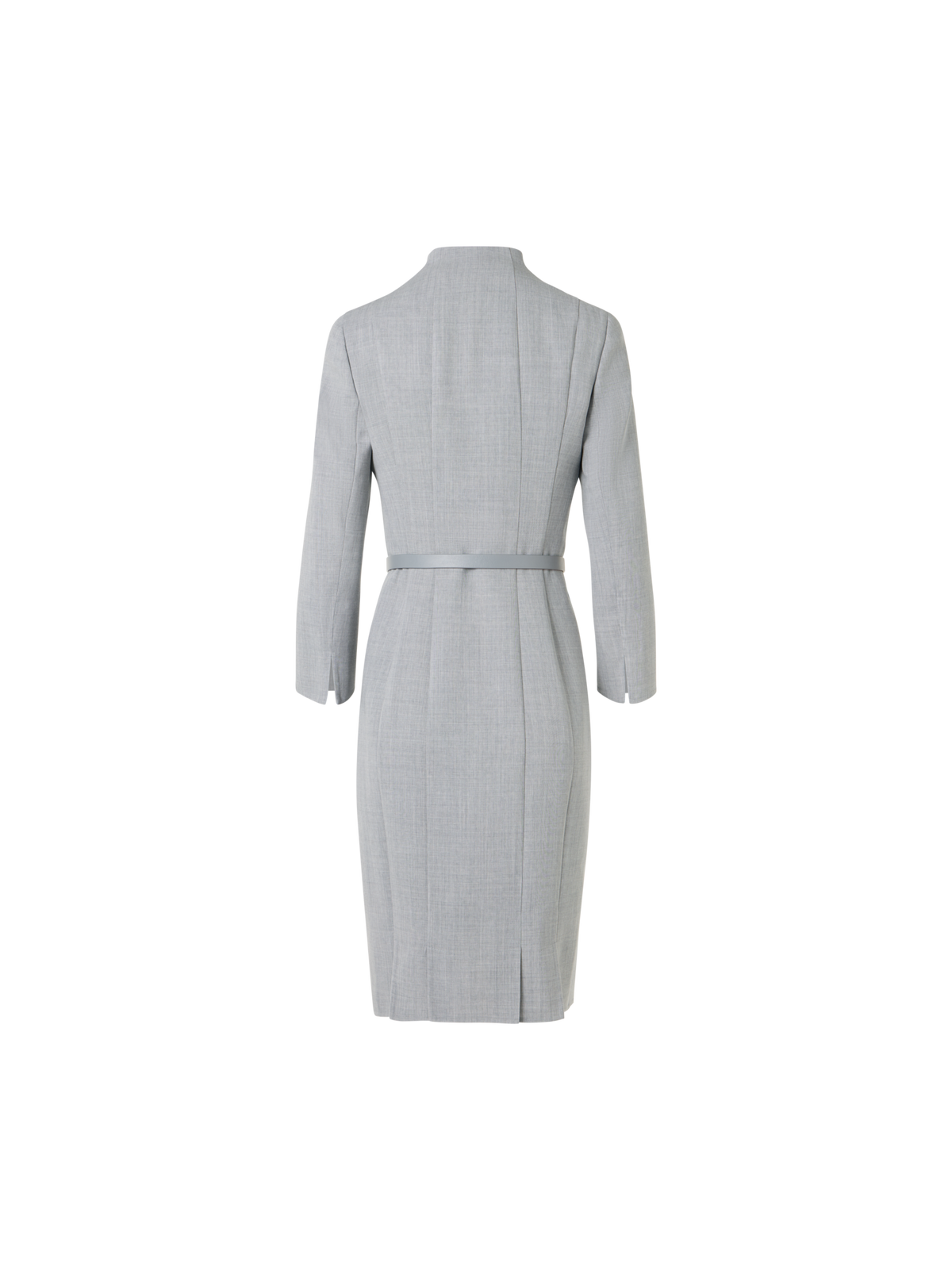 Designer Etuikleid aus Woll-Doubleface mit Stehkragen - Grau