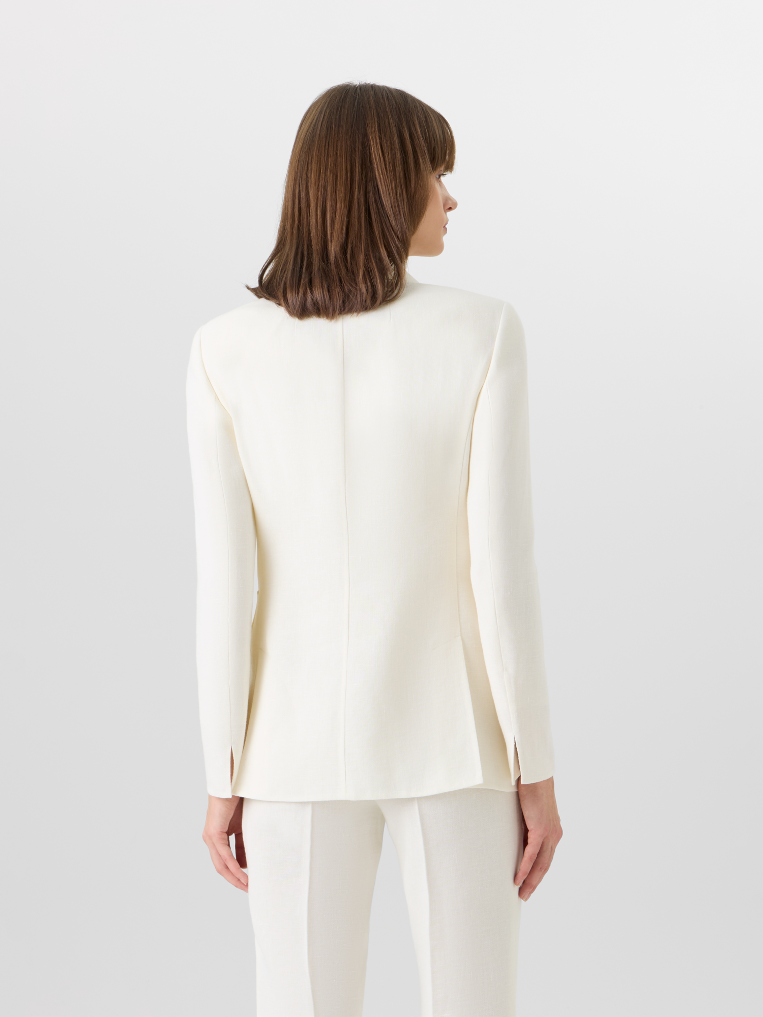 Designer Arie Jacke aus Leinen-Woll-Doubleface - Ecru 
