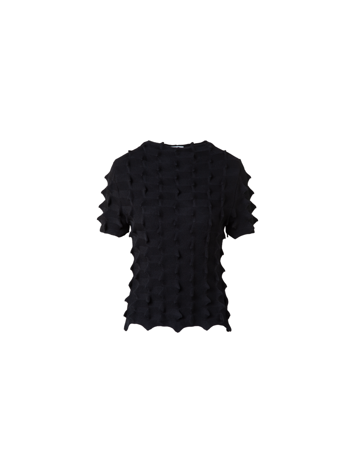 Designer Kurzarmpullover mit 3D Segel-Optik - Schwarz