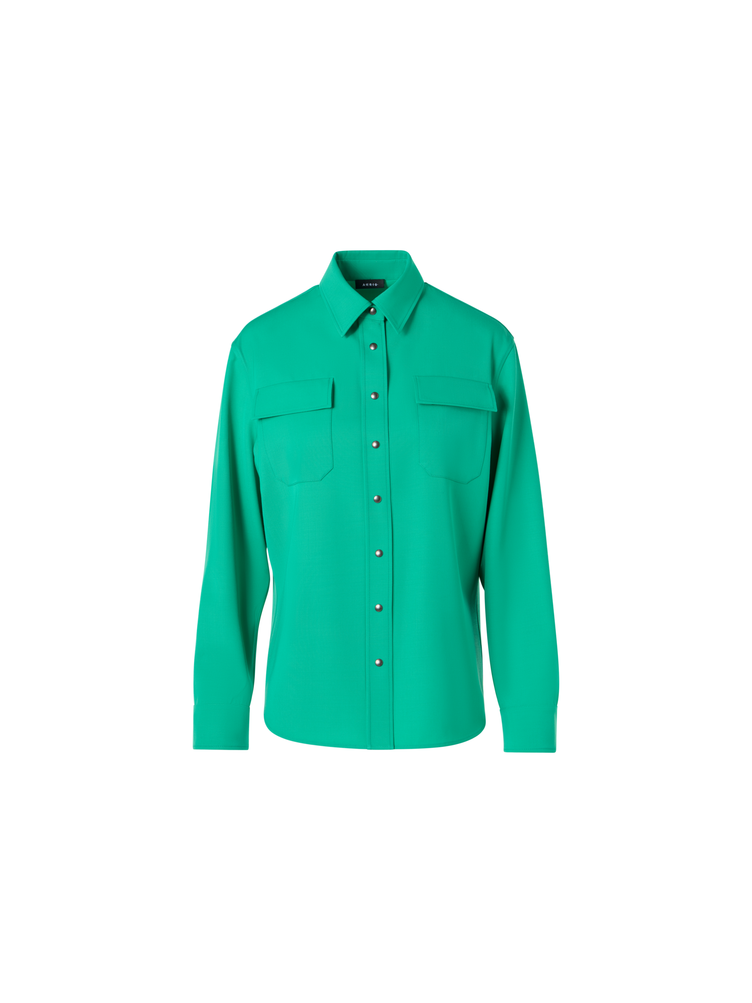 Designer Bluse aus Wollgabardine - Grün