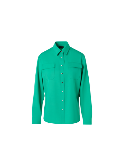 Designer Bluse aus Wollgabardine - Grün