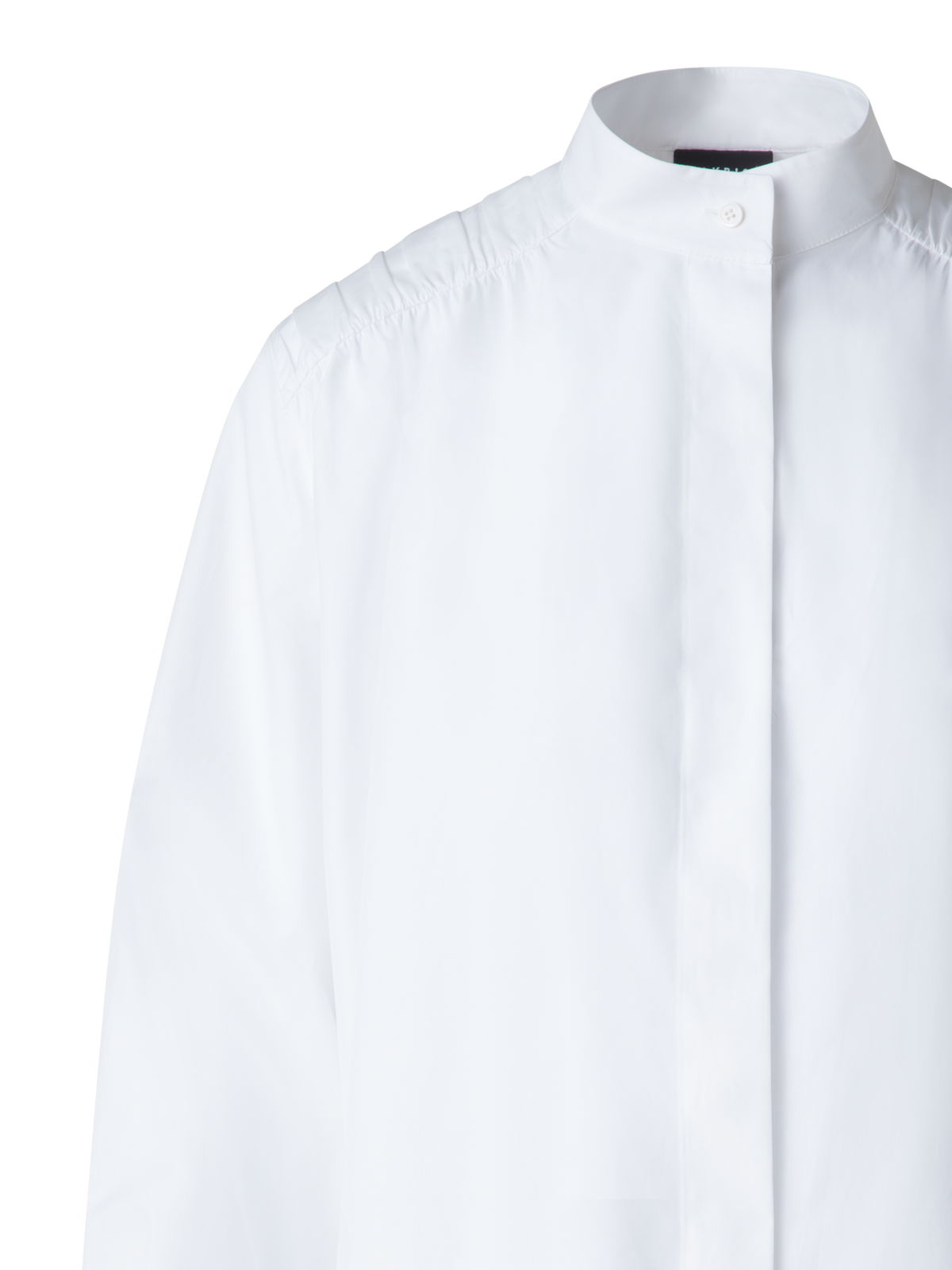 Designer Baumwollbluse mit gerafften Schultern-Details - Weiss