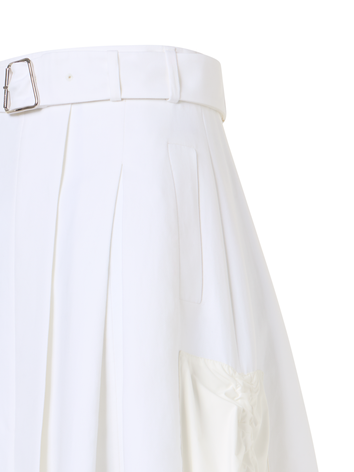 Designer Midirock aus Baumwolle mit Kordelzug - Ecru