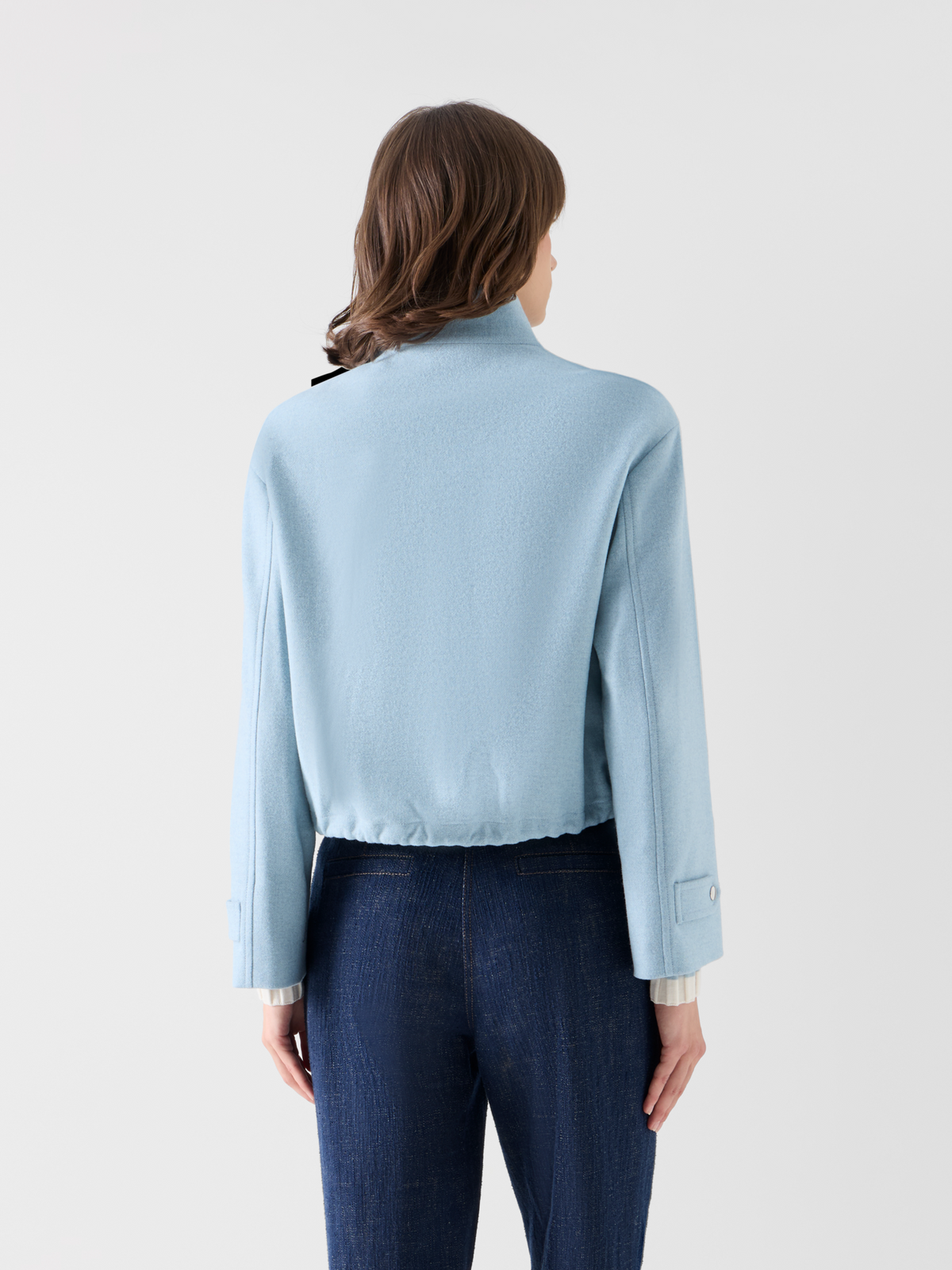 Designer Blouson-Jacke aus Wollmischung - Blau 